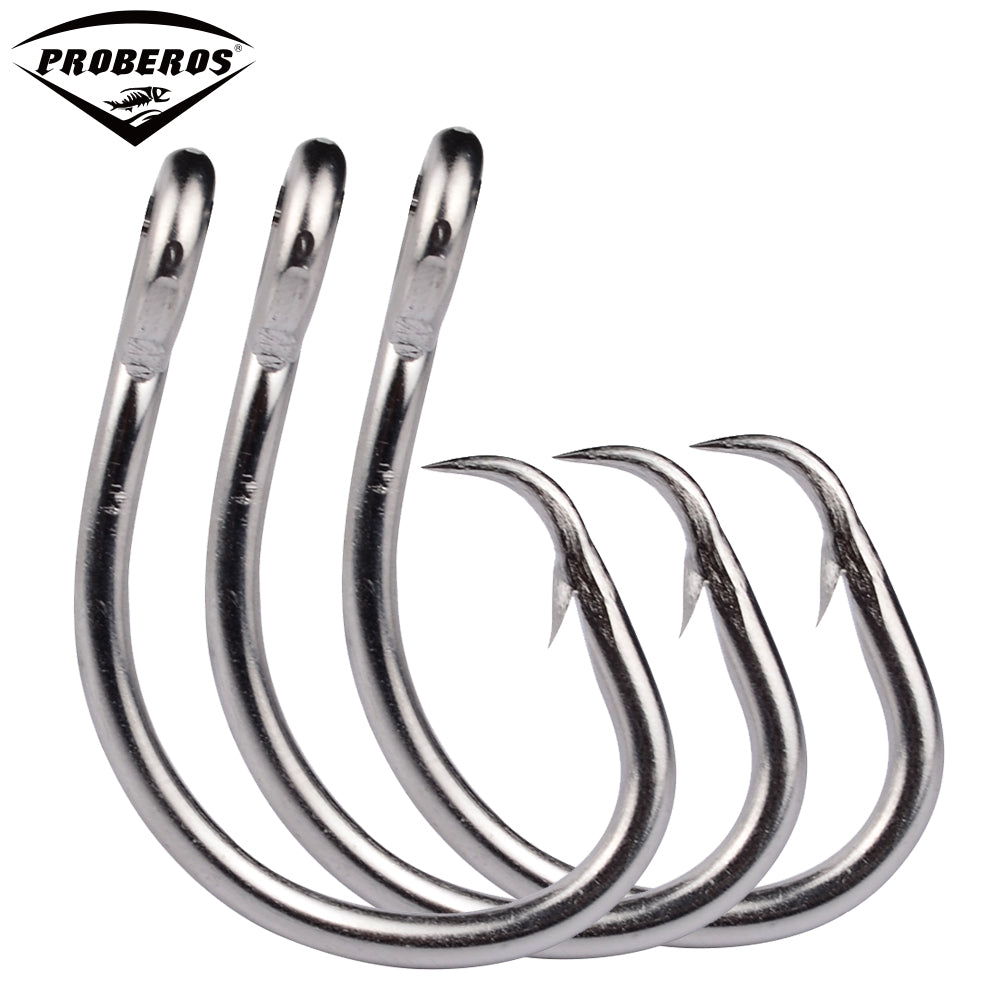 PROBEROS Saltwater Fishing Hook Matte Tin Single Hooks 13/0#-14/0#-15/0#-16/0# High-Carbon Steel Fishhook High Strength Hooks