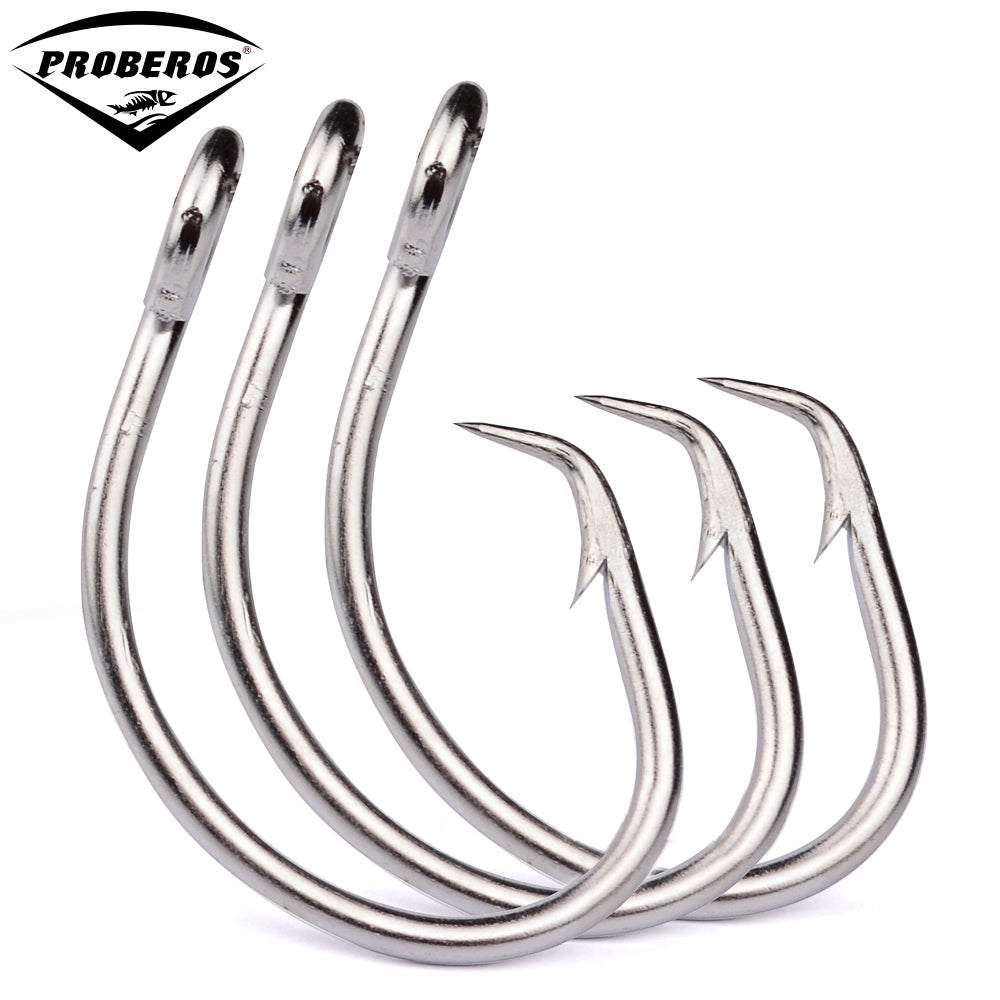 PROBEROS 20PCS Saltwater Fishing Hooks Circle Hooks 11/0-12/0-13/0-14/0-15/0-16/0# Stainless Steel Jigging Fishhooks