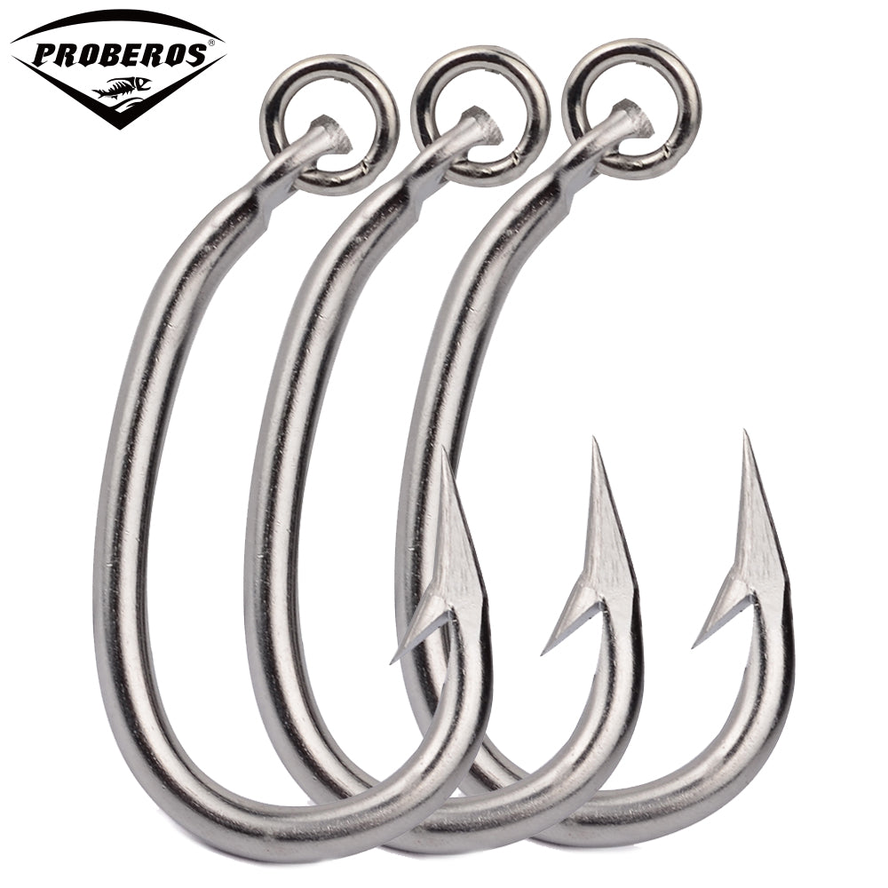 PROBEROS 20pcs Saltwater Fishing Hooks Circle Hooks 10/0-11/0-12/0-13/0-14/0-15/0-16/0# Stainless Steel Jigging Fishhooks