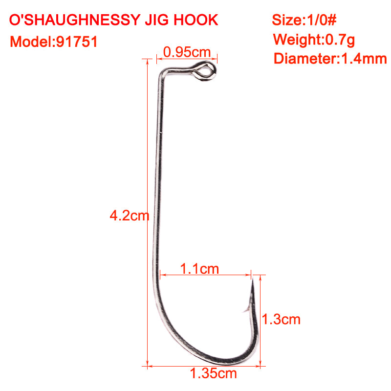 PROBEROS 50PCS Hooks Long Shank Fishhooks Carbon Steel Fishing Hook Barbed Carp Single Hooks Fishing Accessories