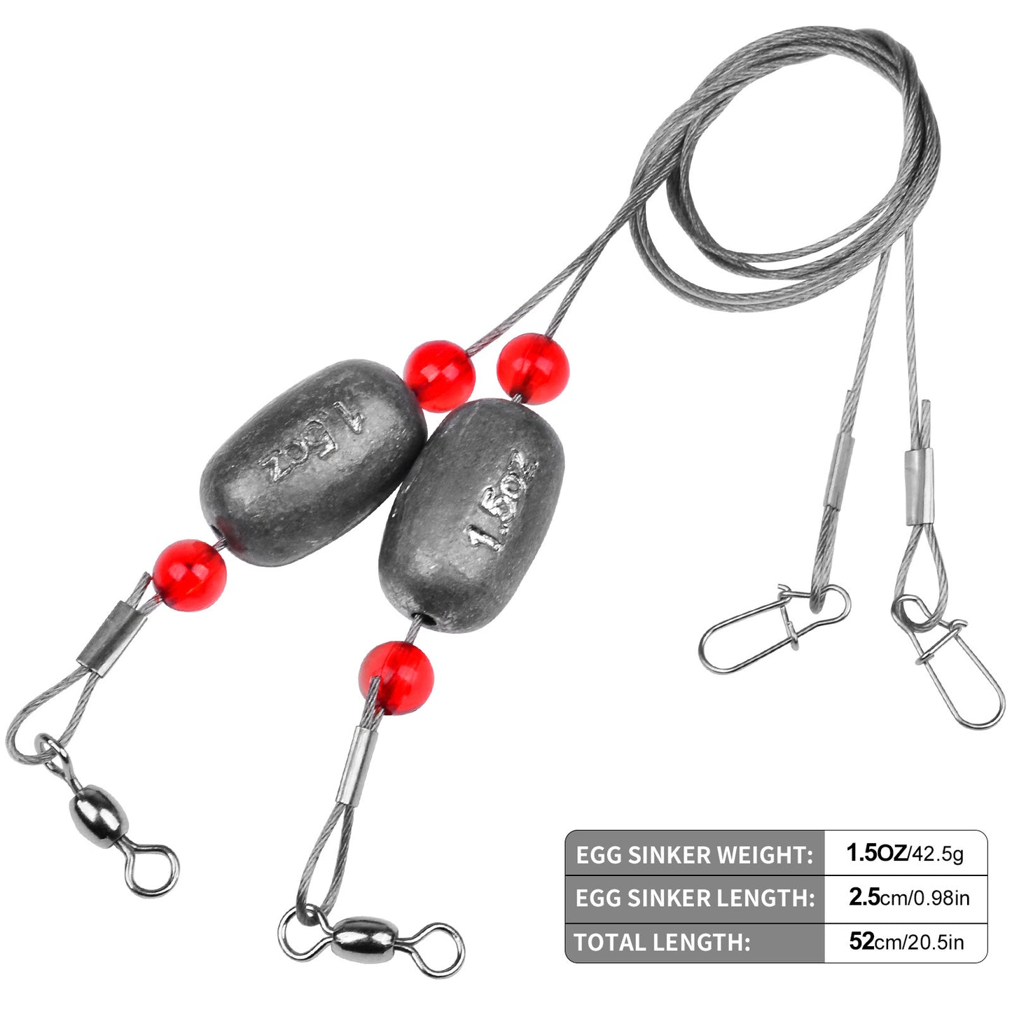 PROBEROS Counterweight Fishing Set with Steel Wire Copper Bead Figure Eight Ring Fish Ball Settlement Counterweight Fishing Tackle Sea Fishing Boat Fishing Fishing Kit 20pcs