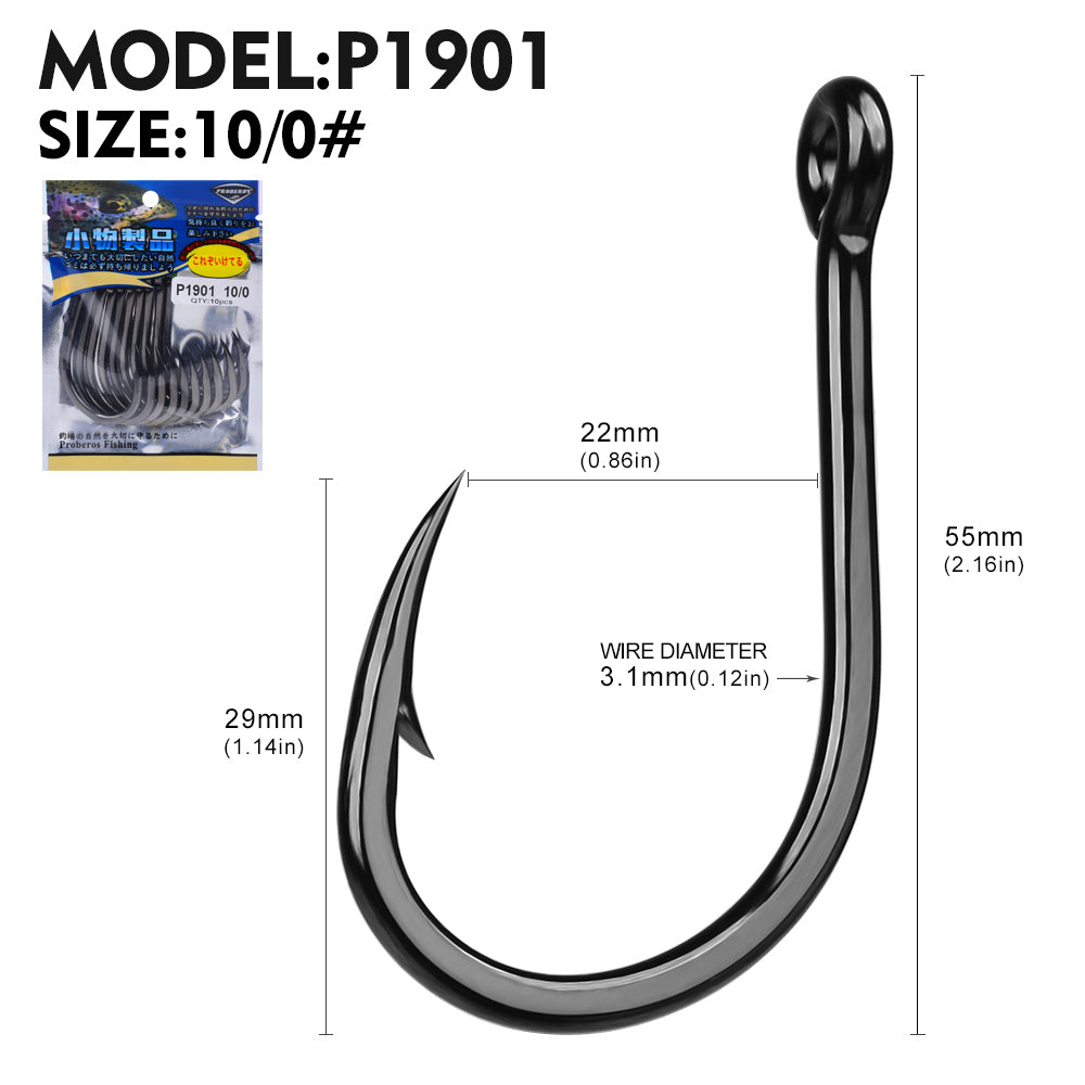 Proberos 100pcs Steel Hooks Premium Carbon Steel Circle Fishing Hooks, Corrosion-ResistantUltra-Sharp for Saltwater & Freshwater
