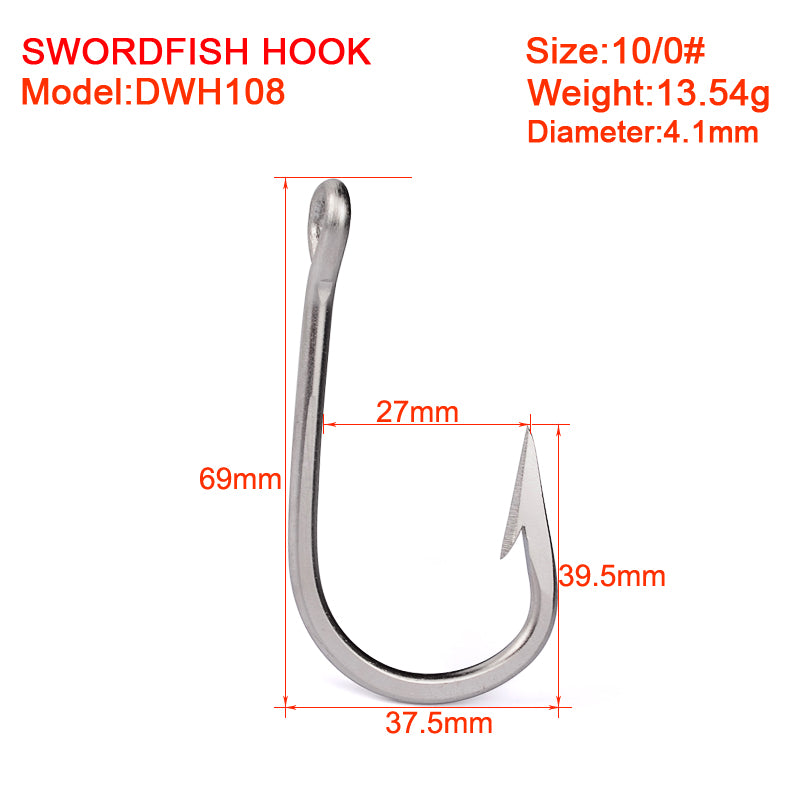PROBEROS 20PCS Saltwater Fishing Hook Matte Tin Single Hooks High-Carbon Steel Fishhook High Strength Hooks