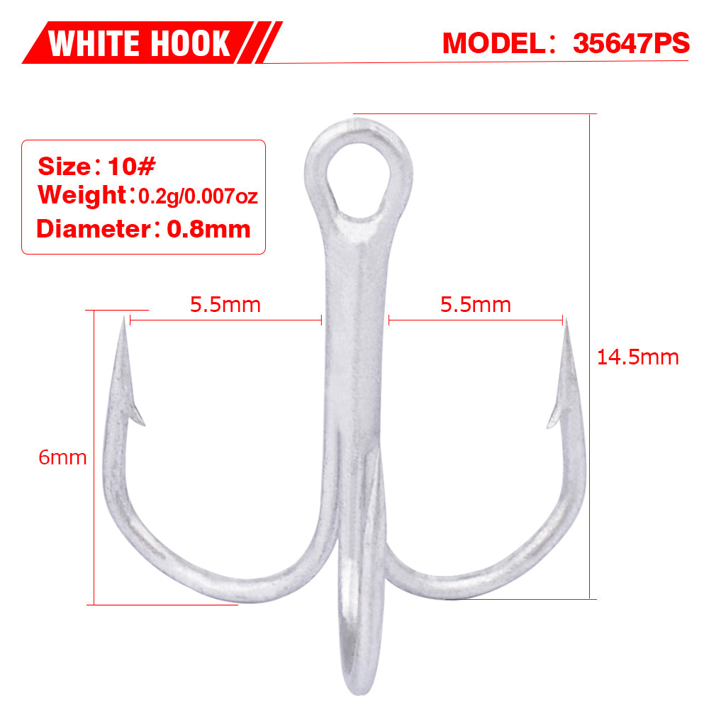 PROBEROS Fish Hook 2/4/6/8/10# Treble Hook Lure Hook Tied Hair Hook Tackle 100pcs