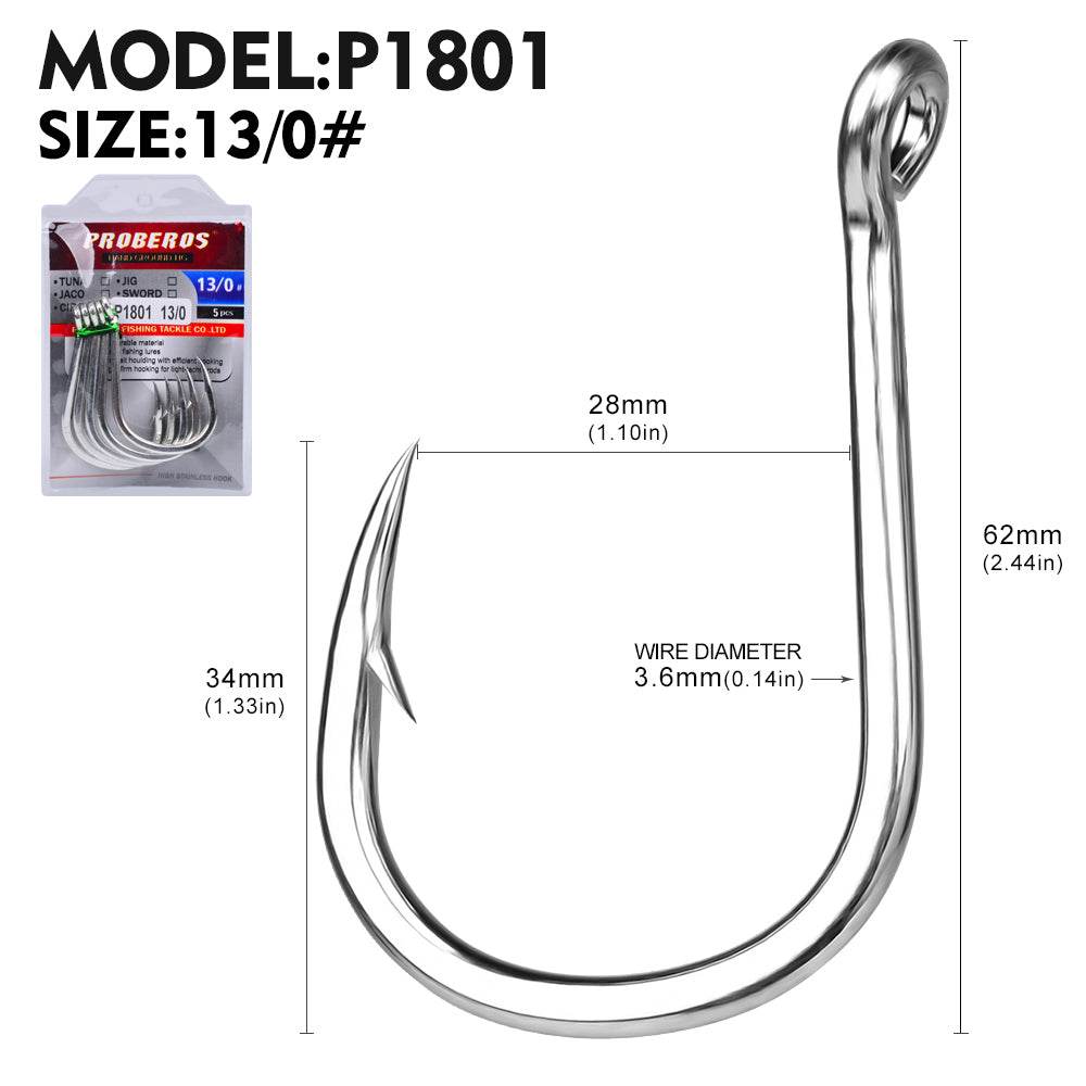 PROBEROS 50PCS Saltwater Jigging Hooks, Stainless Steel Heavy Duty Super Strong For Vertical Metal Jig - Proberos