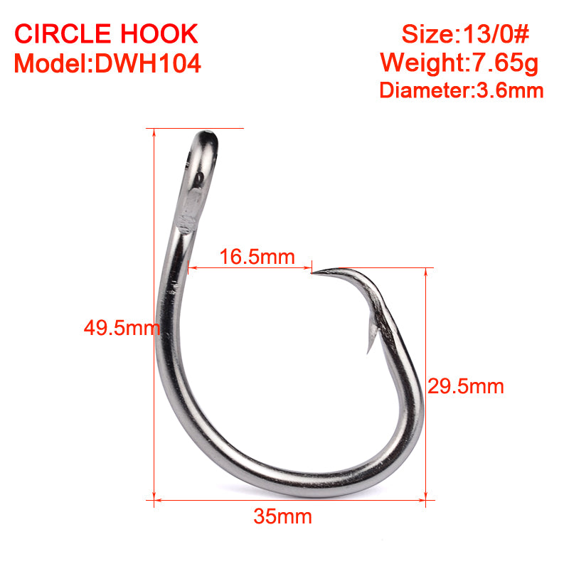 PROBEROS Saltwater Fishing Hook Matte Tin Single Hooks 13/0#-14/0#-15/0#-16/0# High-Carbon Steel Fishhook High Strength Hooks