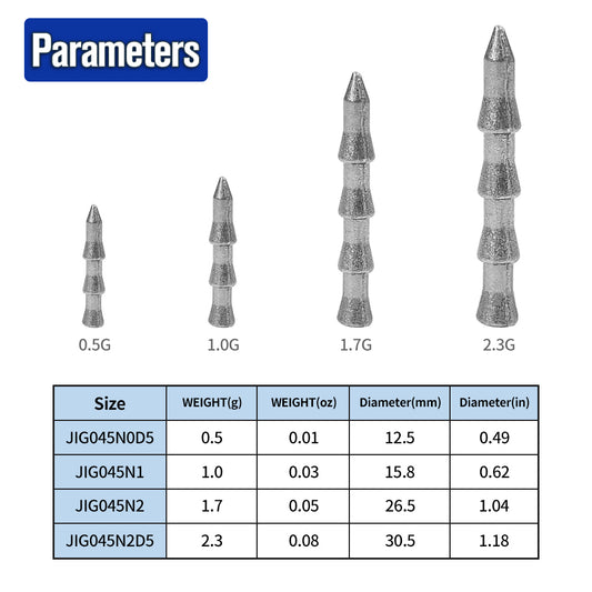 PROBEROS Tower Type Insert Lead Sinker 0.5g-2.5g 10Pcs Soft Bait Weight for Texas Rig Fishing Accessories