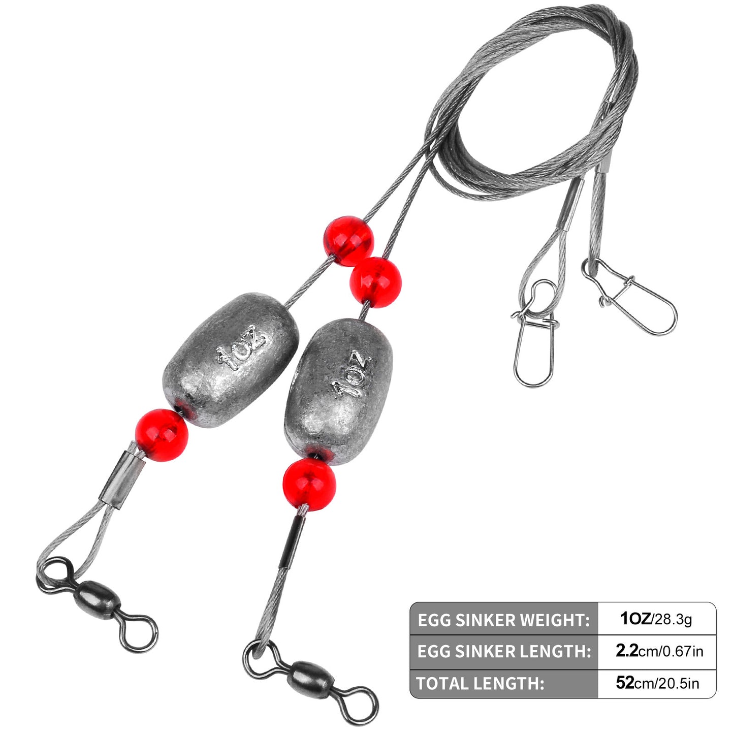 PROBEROS Counterweight Fishing Set with Steel Wire Copper Bead Figure Eight Ring Fish Ball Settlement Counterweight Fishing Tackle Sea Fishing Boat Fishing Fishing Kit 20pcs