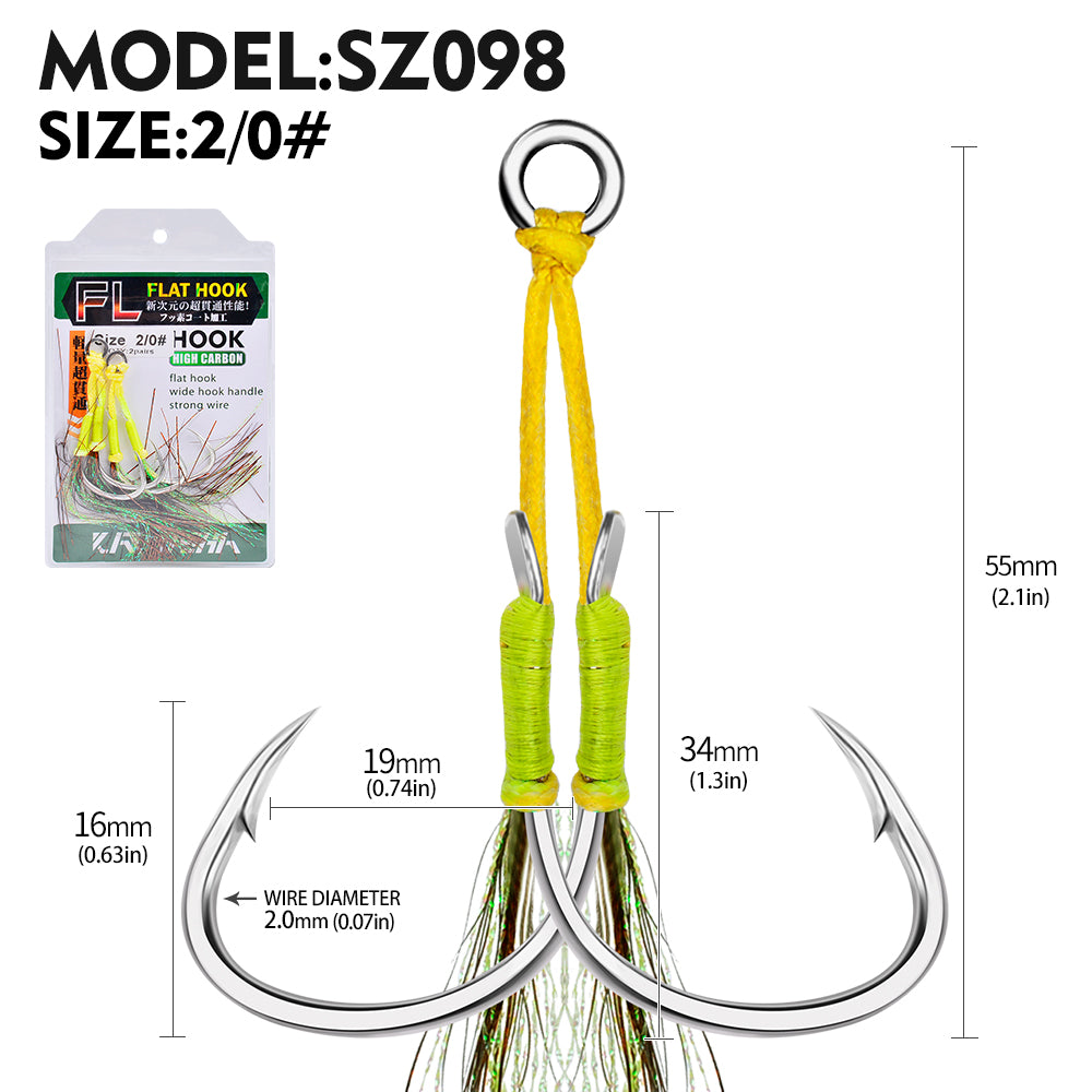 PROBEROS 5PC Sea Fishing Tackle Slow Jigging Fishing Hook Glow Double Assist Hooks