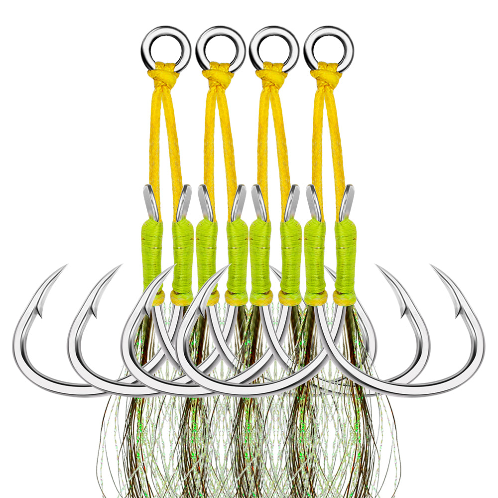 PROBEROS 5PC Sea Fishing Tackle Slow Jigging Fishing Hook Glow Double Assist Hooks