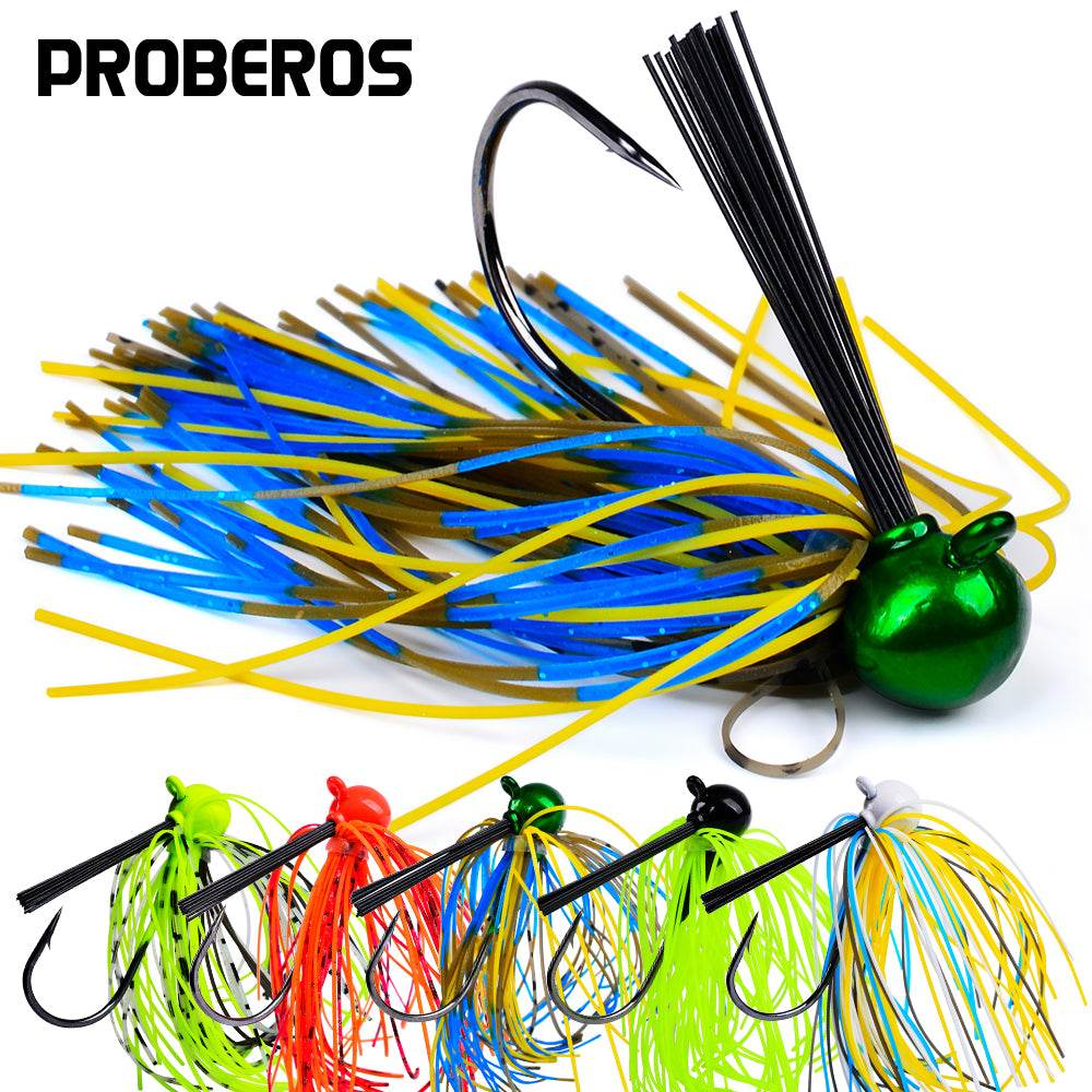 PROBEROS 5PC Silicone Bass Jig Skirts Wobbler Rubber Skirt For Pike Walleye Fishing Artificial Bait 7G/10G/14G/21G Flipping Jig - Proberos