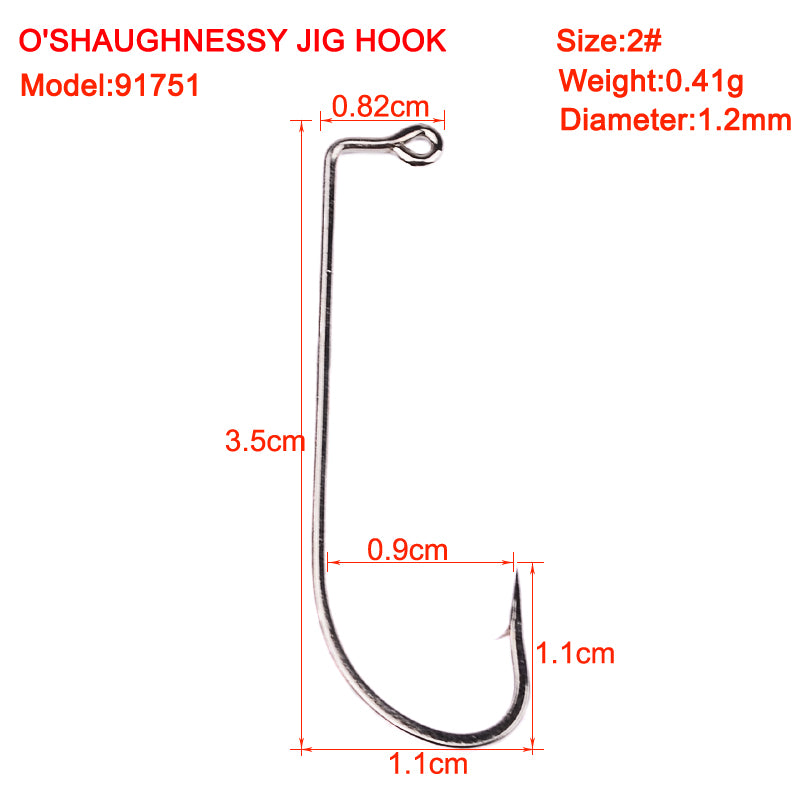 PROBEROS 50PCS Hooks Long Shank Fishhooks Carbon Steel Fishing Hook Barbed Carp Single Hooks Fishing Accessories