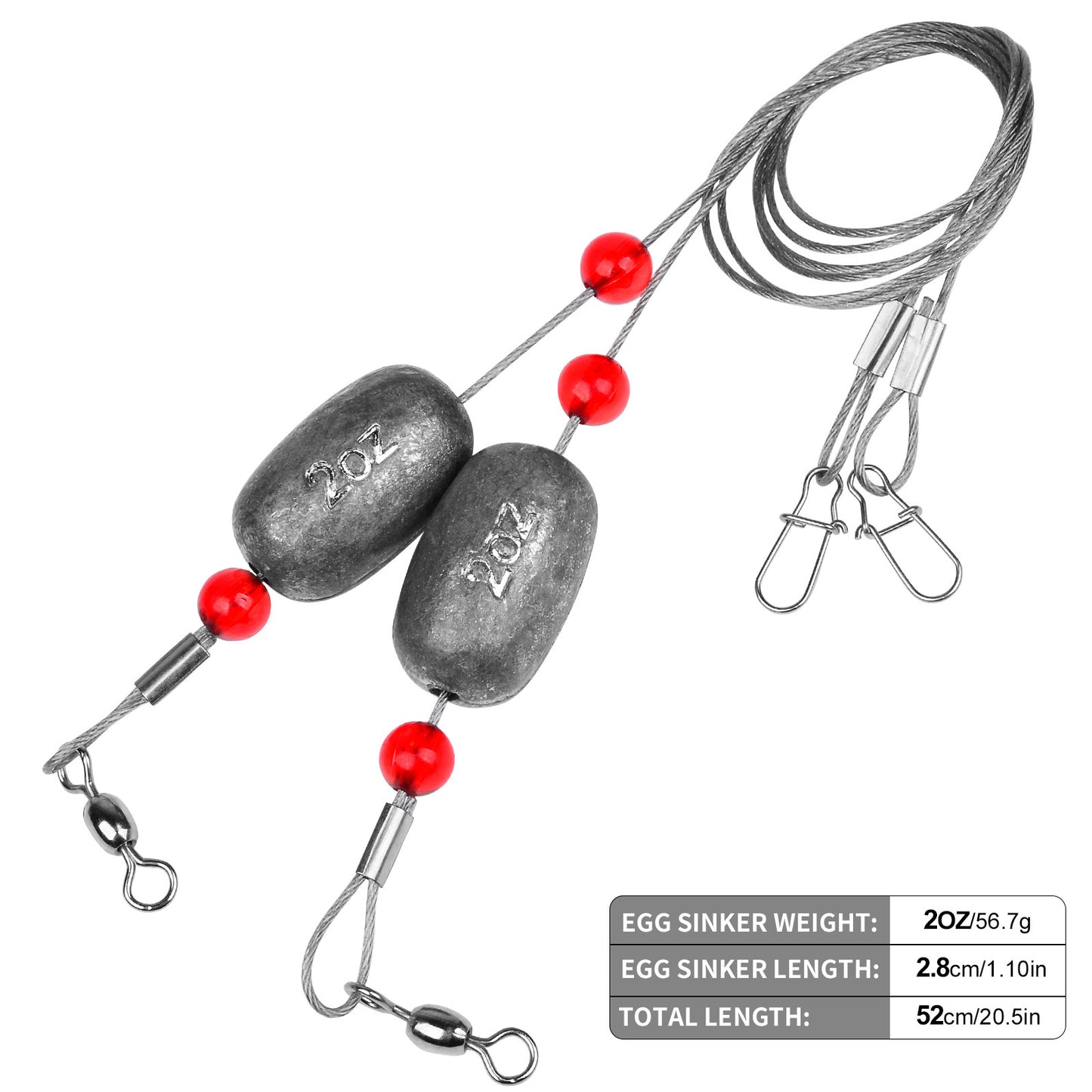 PROBEROS Counterweight Fishing Set with Steel Wire Copper Bead Figure Eight Ring Fish Ball Settlement Counterweight Fishing Tackle Sea Fishing Boat Fishing Fishing Kit 20pcs