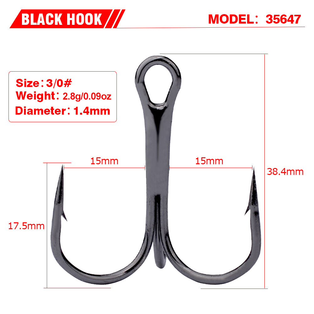 PROBEROS three hook fishing supplies include barbed anchor hooks, lure fishing tackle, brown triple anchor hooks, 100 pieces