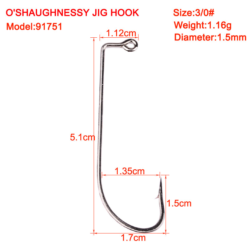 PROBEROS 50PCS Hooks Long Shank Fishhooks Carbon Steel Fishing Hook Barbed Carp Single Hooks Fishing Accessories