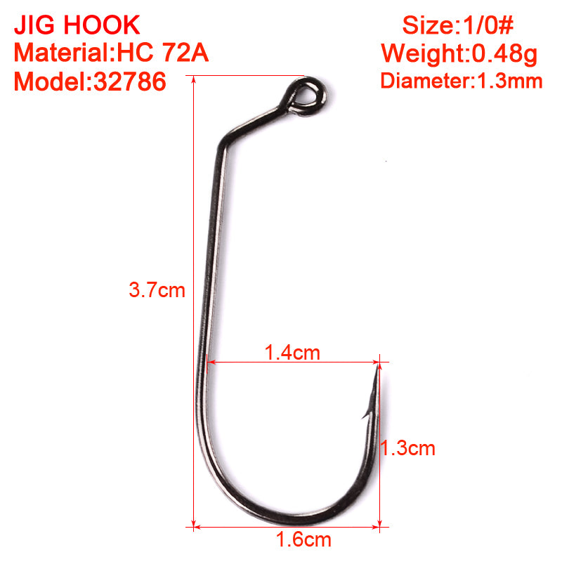 PROBEROS 100PCS High Carbon Steel Long Shank Jig Head Mold Aberdeen Hook Saltwater Fishing Tackle