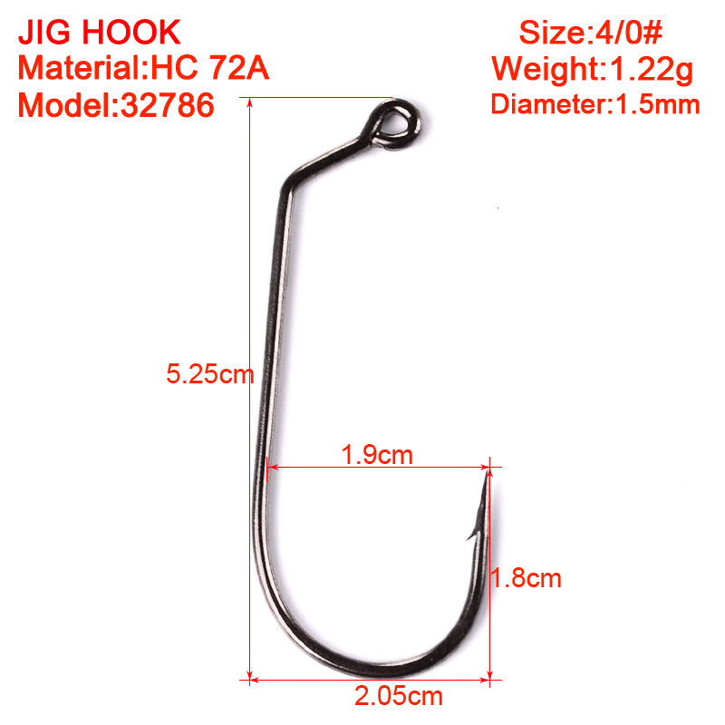 PROBEROS 100PCS High Carbon Steel Long Shank Jig Head Mold Aberdeen Hook Saltwater Fishing Tackle