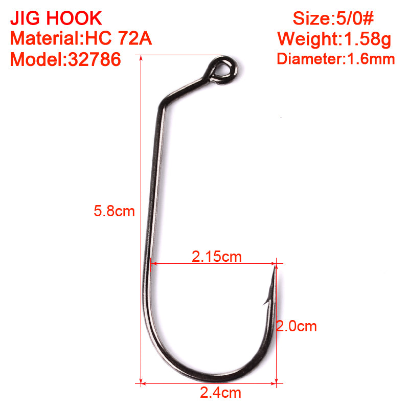 PROBEROS 100PCS High Carbon Steel Long Shank Jig Head Mold Aberdeen Hook Saltwater Fishing Tackle