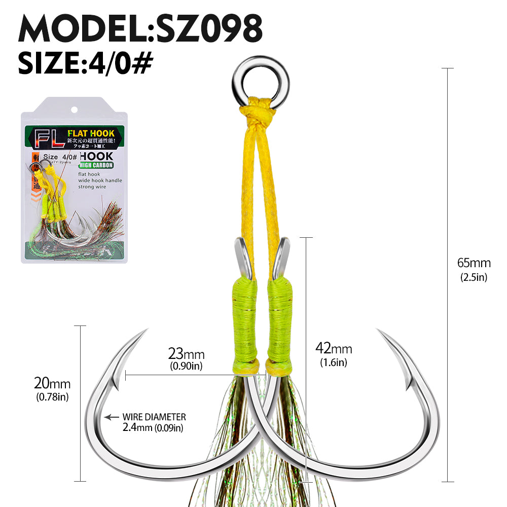 PROBEROS 5PC Sea Fishing Tackle Slow Jigging Fishing Hook Glow Double Assist Hooks