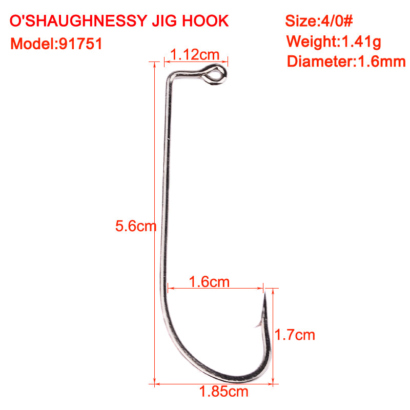 PROBEROS 50PCS Hooks Long Shank Fishhooks Carbon Steel Fishing Hook Barbed Carp Single Hooks Fishing Accessories