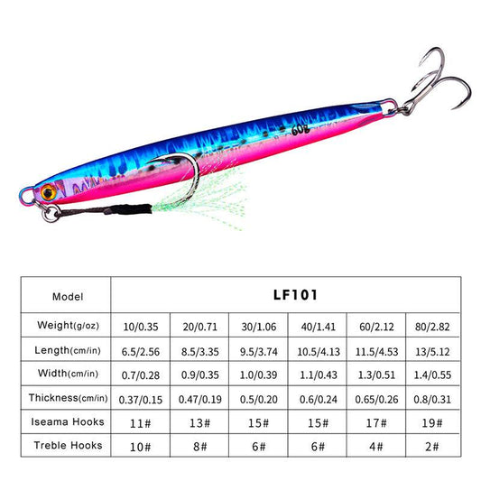 PROBEROS 5pcs Cranky Slow Pitch Jigs, 10g/20g/30g/40g/60g/80g, Luminous Metal Casting Lure, Saltwater Fishing Tackle for Amberjack, Lead, Easter/Independence Day/Thanksgiving/Christmas Festive Fishing Gear - Proberos