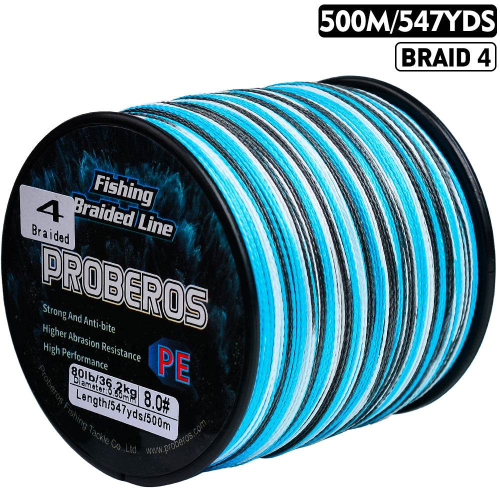 PROBEROS 500m Braided Fishing Line 4 Strand Cryo-to-Inferno Proof|Ice Fishing to Tropical Battles - Proberos
