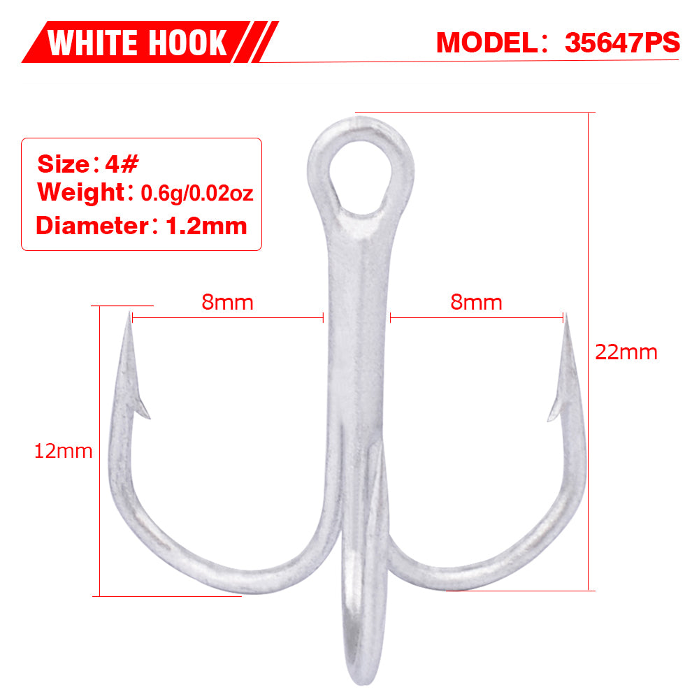 PROBEROS Fish Hook 2/4/6/8/10# Treble Hook Lure Hook Tied Hair Hook Tackle 100pcs