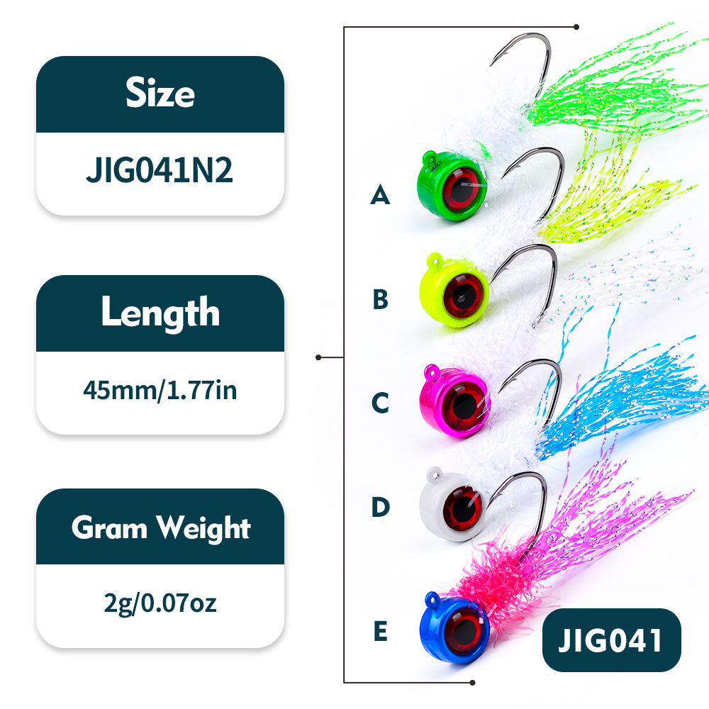 PROBEROS Lure Head Hook Big Eye Tied Fly Hook Jig Tied Feather Hook Fly Fishing Lure Hook 25pcs