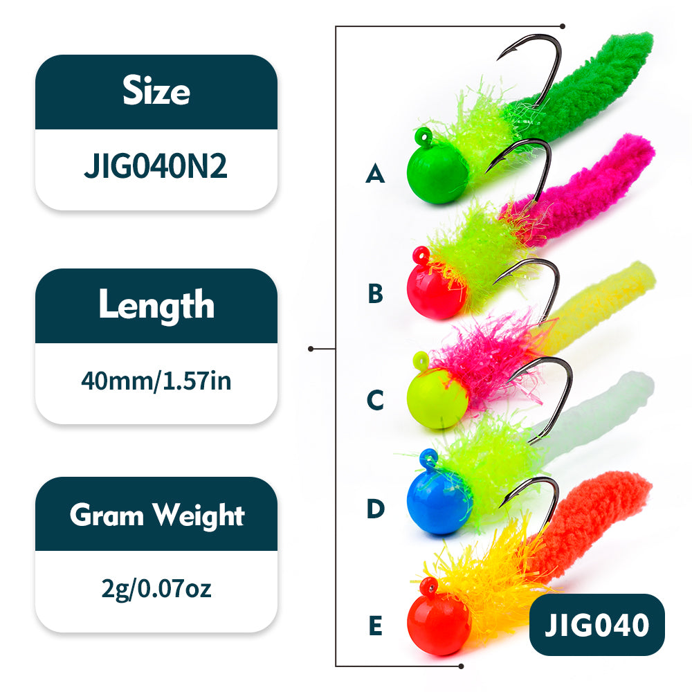 PROBEROS Lure Tied Feather Lead Head Hook Fly Hook Jig Tied Feather Fly Fishing Hook Chicken Feather Hook Lure Bait Fish Hook 25 pieces