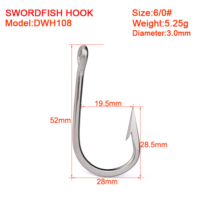 PROBEROS 20PCS Saltwater Fishing Hook Matte Tin Single Hooks High-Carbon Steel Fishhook High Strength Hooks