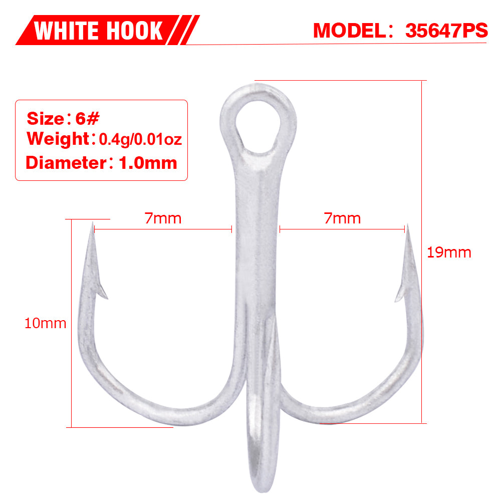 PROBEROS Fish Hook 2/4/6/8/10# Treble Hook Lure Hook Tied Hair Hook Tackle 100pcs