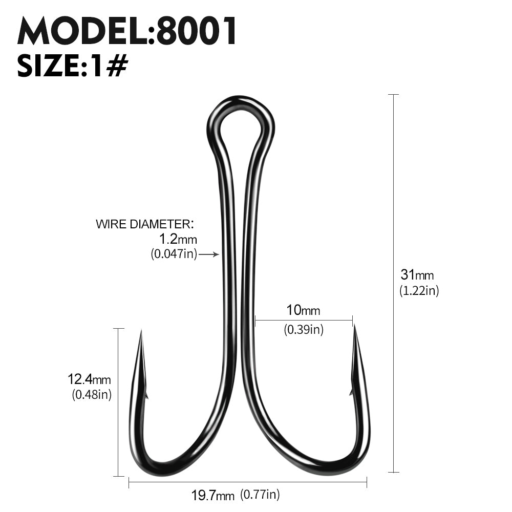 PROBEROS 100pcs Luya Fishing Hook Carbon Steel Barbed Double Hook Fishing Hook Chicken Claw Hook Tied Soft Bait Fish Accessories