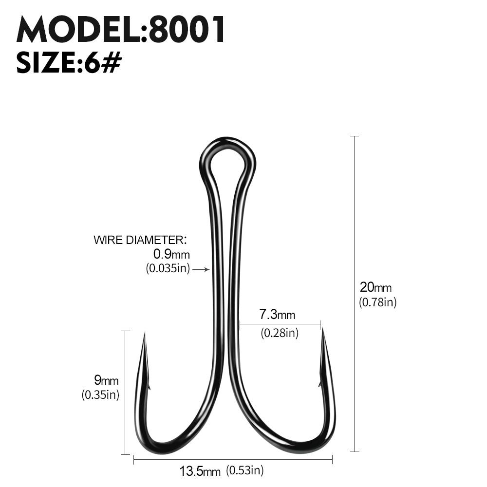 PROBEROS 100pcs Luya Fishing Hook Carbon Steel Barbed Double Hook Fishing Hook Chicken Claw Hook Tied Soft Bait Fish Accessories