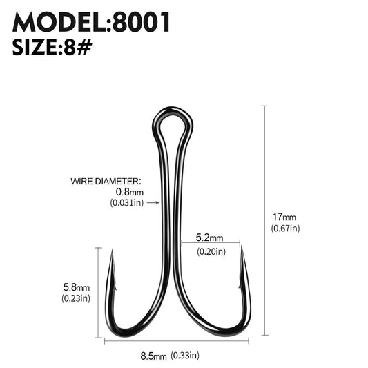 PROBEROS 100pcs Luya Fishing Hook Carbon Steel Barbed Double Hook Fishing Hook Chicken Claw Hook Tied Soft Bait Fish Accessories - Proberos