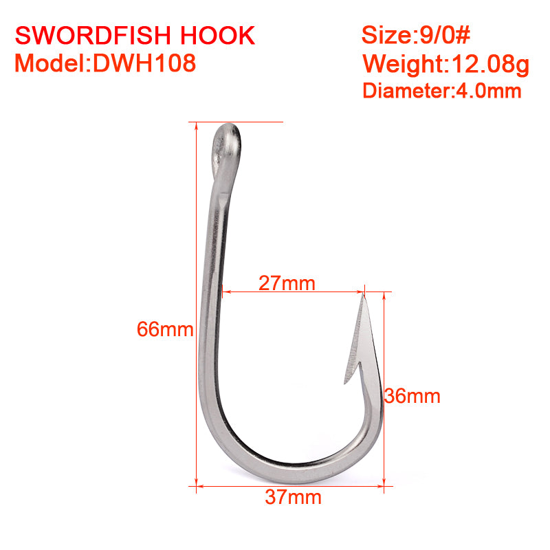 PROBEROS 20PCS Saltwater Fishing Hook Matte Tin Single Hooks High-Carbon Steel Fishhook High Strength Hooks