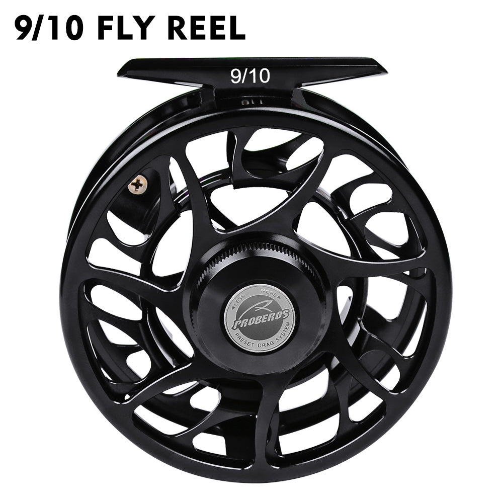 PROBEROS CNC Aluminum Fly Reel, 5/7, 7/9, 9/10 Sizes, 3 Colors Large Arbor Fly Reel, Corrosion Resistant for Freshwater Saltwater