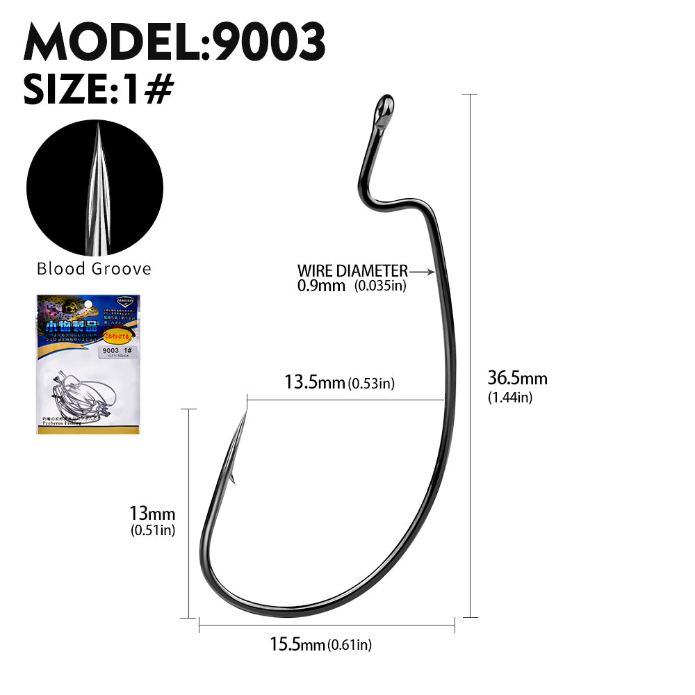 PROBEROS 100pcs Blood Fishing Hook Carbon Steel Wide Crank Hook Offset Fishhook Soft Worm Barbed Hook Carp Fishing Hooks