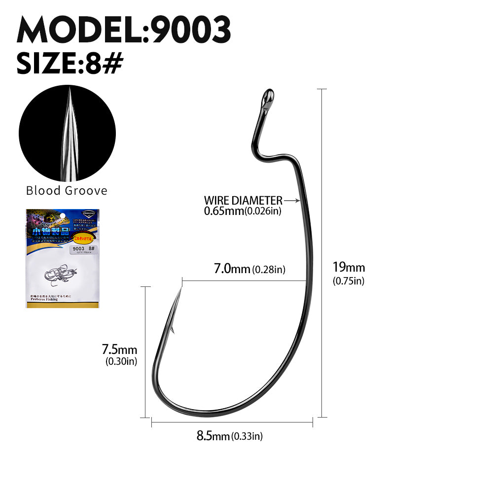 PROBEROS 100pcs Blood Fishing Hook Carbon Steel Wide Crank Hook Offset Fishhook Soft Worm Barbed Hook Carp Fishing Hooks