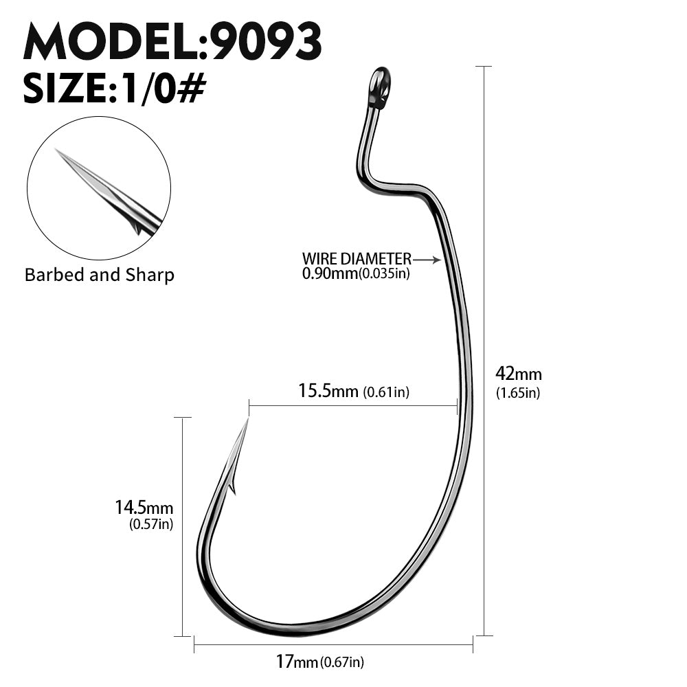PROBEROS 100pcs Fishing Hooks Worm Hooks Bass Hooks Crank Hook,Fishing Hooks Fishing Tackle For Bass Trout Saltwater Freshwater