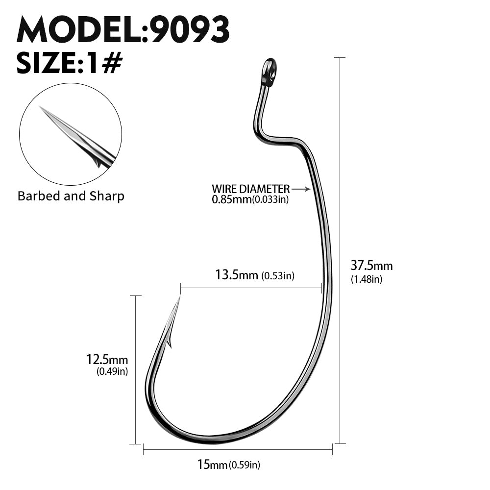 PROBEROS 100pcs Fishing Hooks Worm Hooks Bass Hooks Crank Hook,Fishing Hooks Fishing Tackle For Bass Trout Saltwater Freshwater