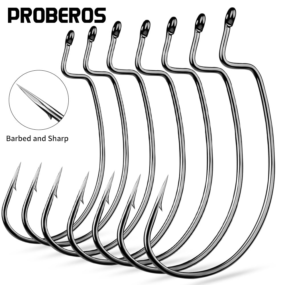 PROBEROS 100pcs Fishing Hooks Worm Hooks Bass Hooks Crank Hook,Fishing Hooks Fishing Tackle For Bass Trout Saltwater Freshwater