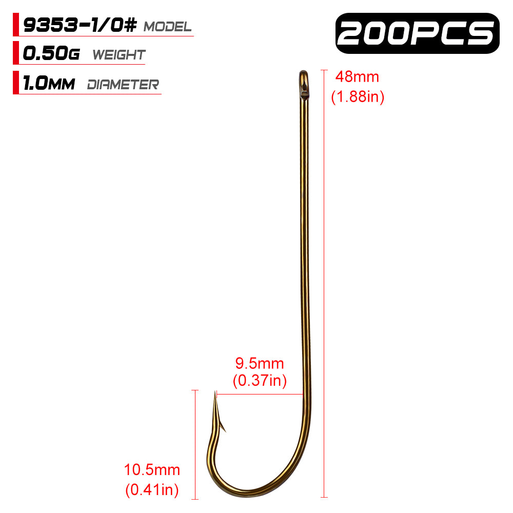 PROBEROS 200PCS Aberdeen Hooks Barbed Single Hook High Carbon Steel Fishhooks Offset Worm Fishing Hooks Pesca Tackle