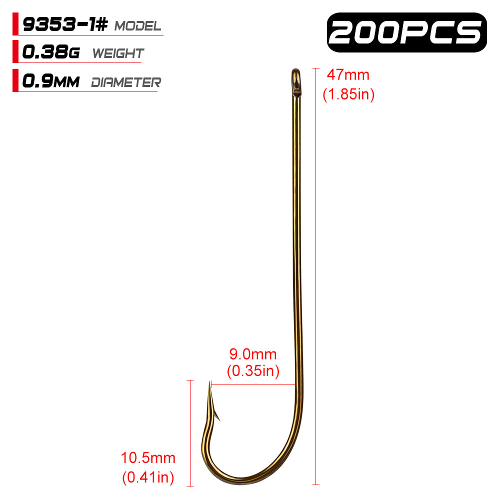 PROBEROS 200PCS Aberdeen Hooks Barbed Single Hook High Carbon Steel Fishhooks Offset Worm Fishing Hooks Pesca Tackle
