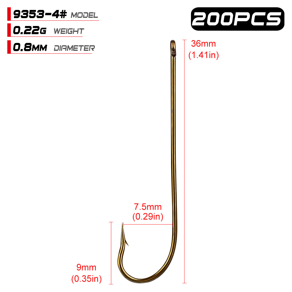 PROBEROS 200PCS Aberdeen Hooks Barbed Single Hook High Carbon Steel Fishhooks Offset Worm Fishing Hooks Pesca Tackle