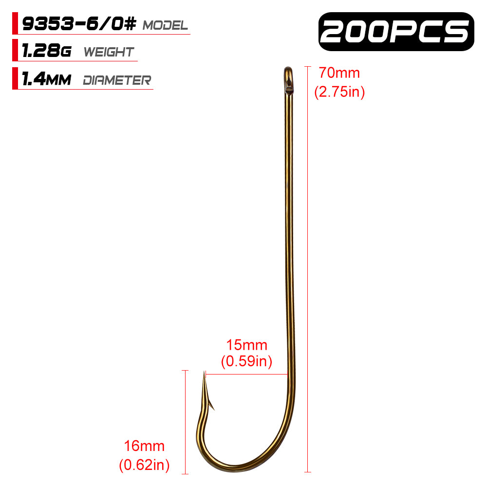 PROBEROS 200PCS Aberdeen Hooks Barbed Single Hook High Carbon Steel Fishhooks Offset Worm Fishing Hooks Pesca Tackle