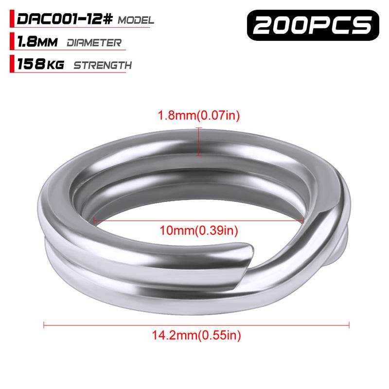 PROBEROS Stainless Steel Double Layer Flattened Loop Bait Rings (200 pcs/pack) - Proberos
