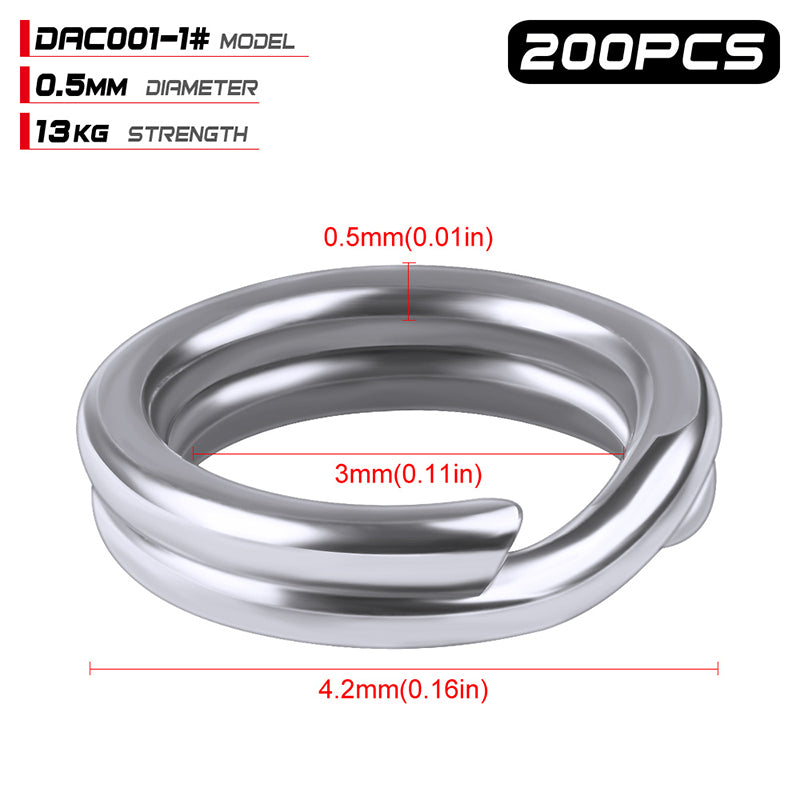 PROBEROS Stainless Steel Double Layer Flattened Loop Bait Rings (200 pcs/pack)