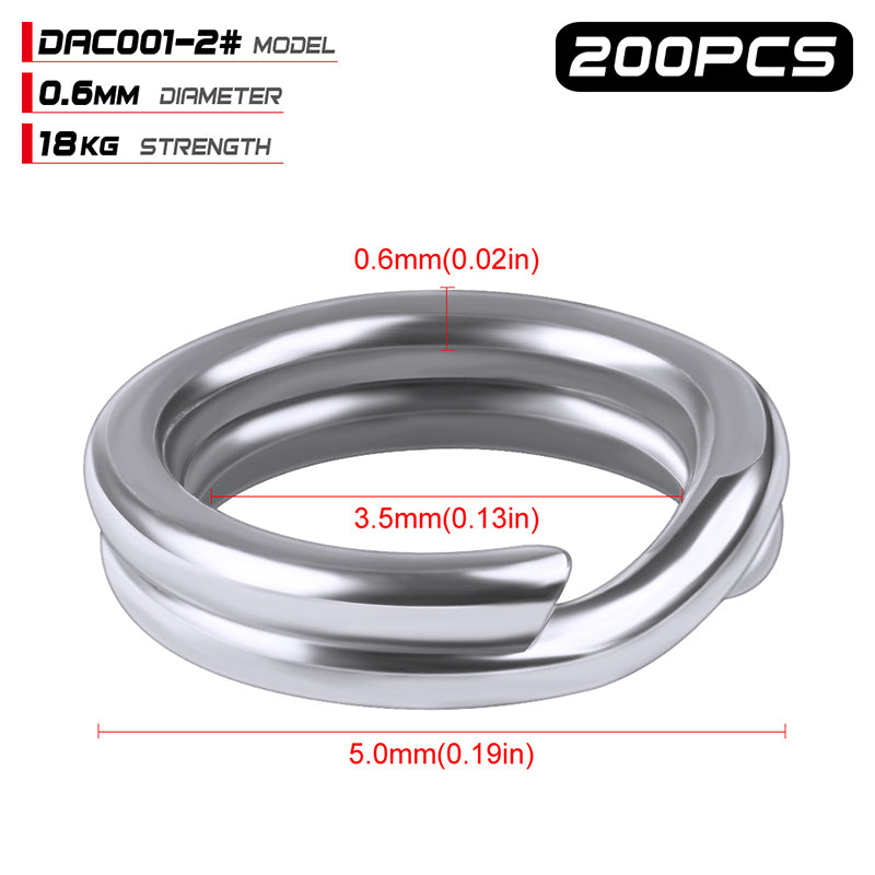 PROBEROS Stainless Steel Double Layer Flattened Loop Bait Rings (200 pcs/pack)