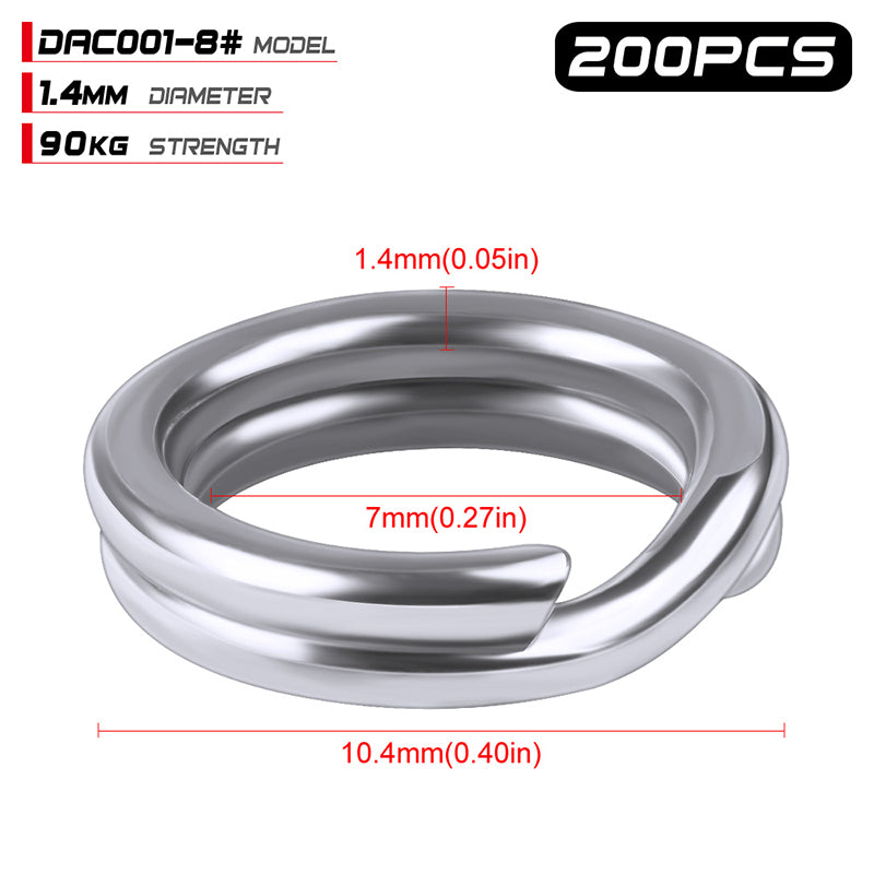 PROBEROS Stainless Steel Double Layer Flattened Loop Bait Rings (200 pcs/pack)