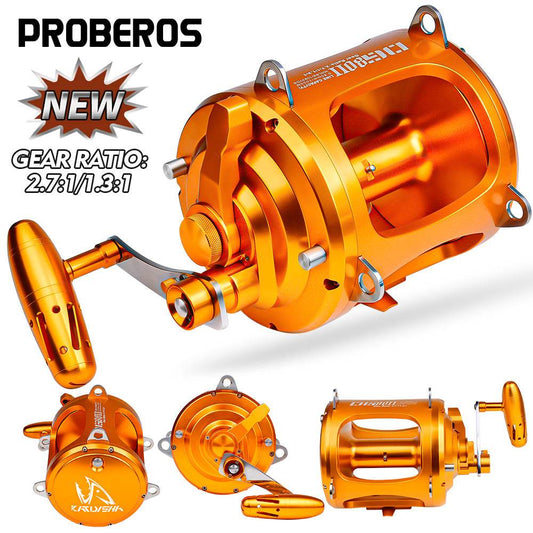 PROBEROS® Jigging Reels DG30/50/80 Fishing Reel Boat Two Speed Aluminum CNC Machined 45KG Max Drag Sea Boat Trolling Reel - Proberos